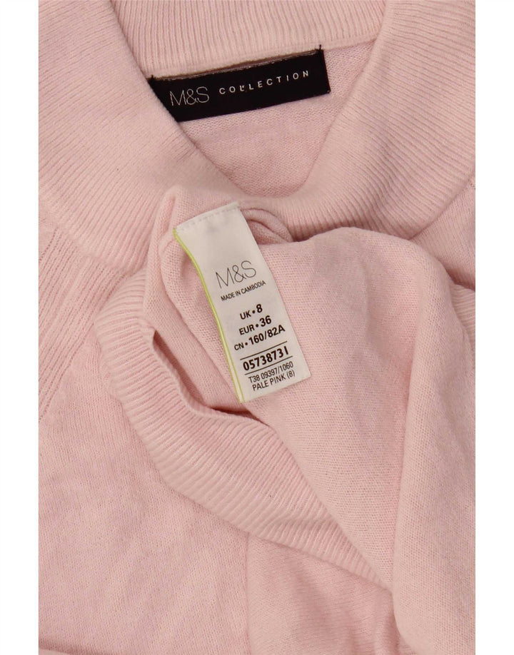Женский укороченный джемпер с высоким воротником Marks & Spencer, Великобритания, 8, маленький розовый