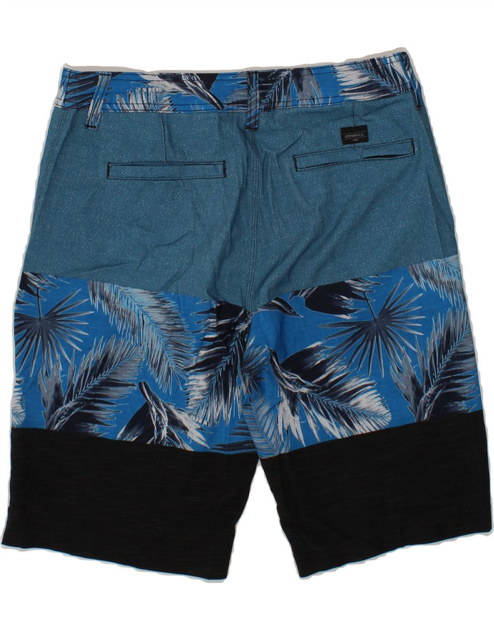 O'NEILL Mens Abstract Pattern Chino Shorts W30 Medium Blue Colourblock Vintage O'Neill and Second-Hand O'Neill from Messina Hembry 