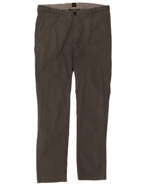 Мужские узкие брюки-чиносы Hugo Boss EU48 Medium W32 L30 Серые хлопковые