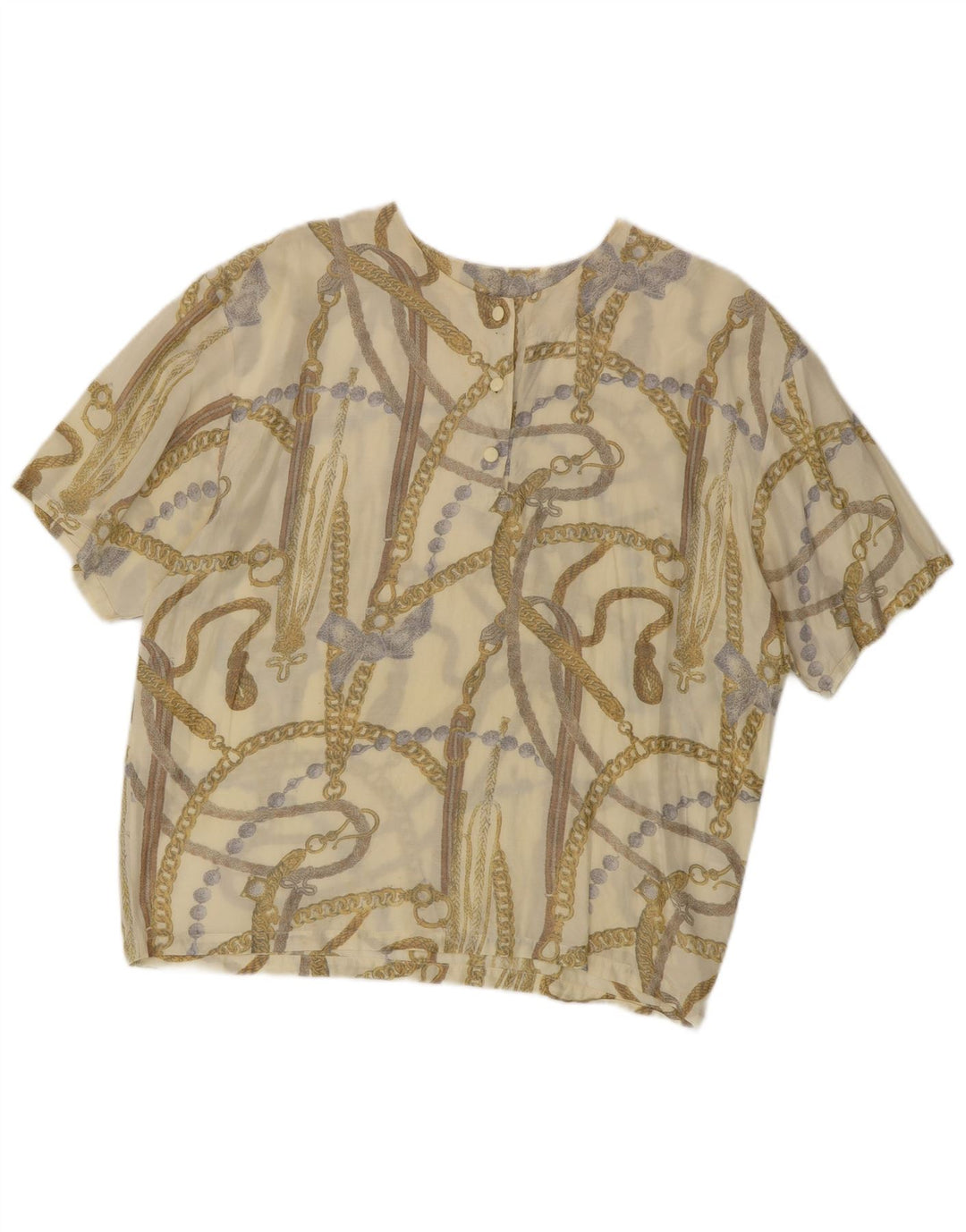 ВИНТАЖНАЯ женская блузка с абстрактным узором, топ UK 16, большой бежевый акрил