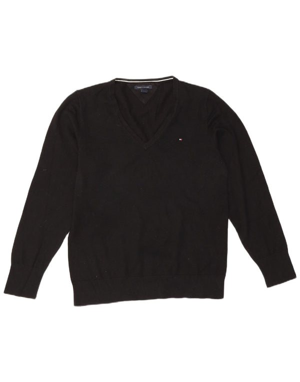 Женский джемпер с v-образным вырезом Tommy Hilfiger UK 18 XL, черный хлопок