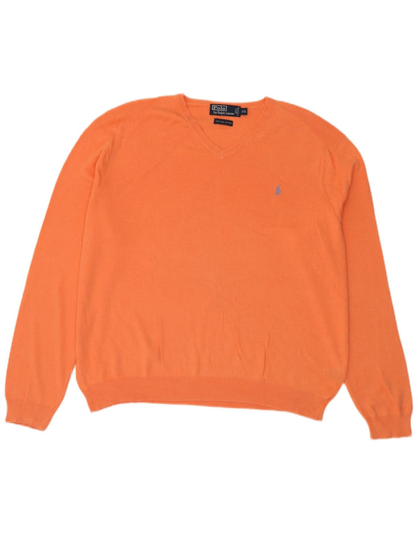 Мужской джемпер свободного покроя Polo Ralph Lauren с v-образным вырезом 2XL, оранжевый хлопок