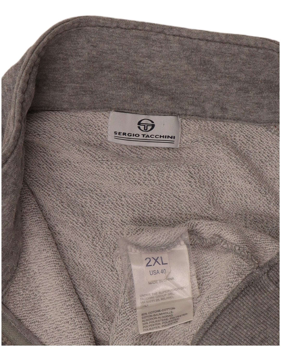 Мужской спортивный костюм Sergio Tacchini, верхняя куртка 2XL, серый хлопок с цветными блоками
