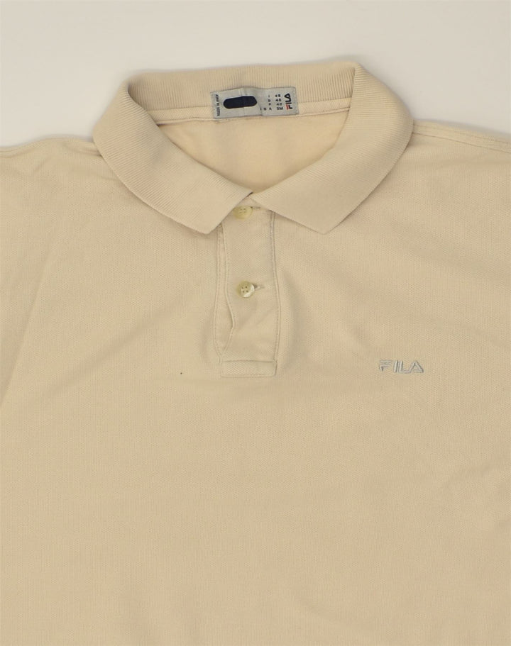 FILA Mens Polo Shirt IT 48 Small Beige | Vintage Fila | Thrift | Second-Hand Fila | Used Clothing | Messina Hembry 
