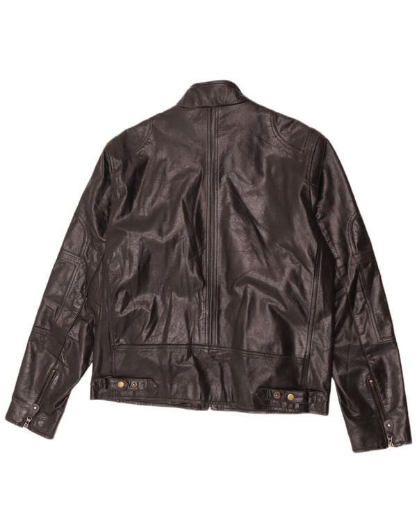 Винтажная женская кожаная куртка UK 22 3XL, черная