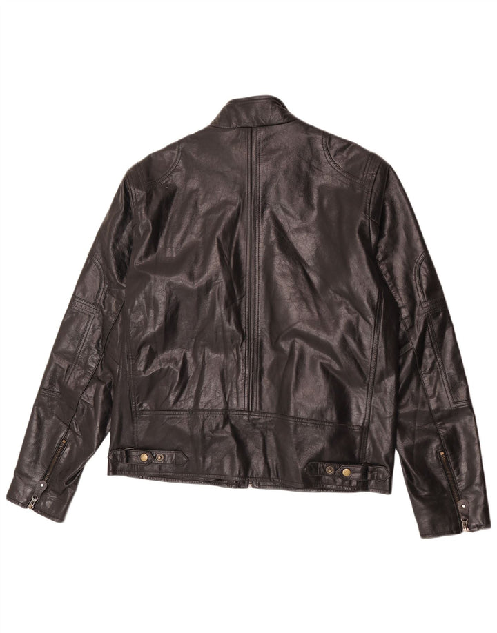 Винтажная женская кожаная куртка UK 22 3XL, черная