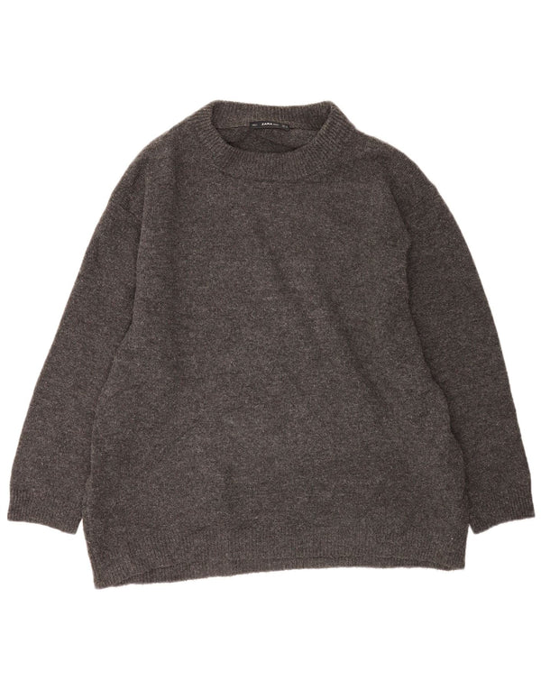Женский свободный джемпер с круглым вырезом Zara UK 14, средний серый цвет