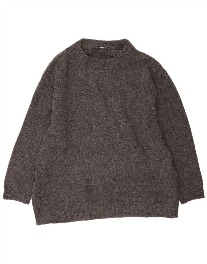 Женский свободный джемпер с круглым вырезом Zara UK 14, средний серый цвет