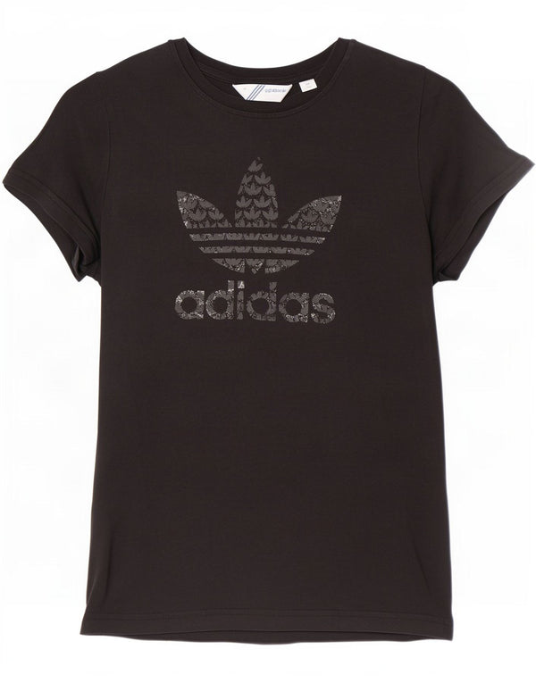 Женская футболка с рисунком Adidas Top IT 40, маленькая, черная, хлопок