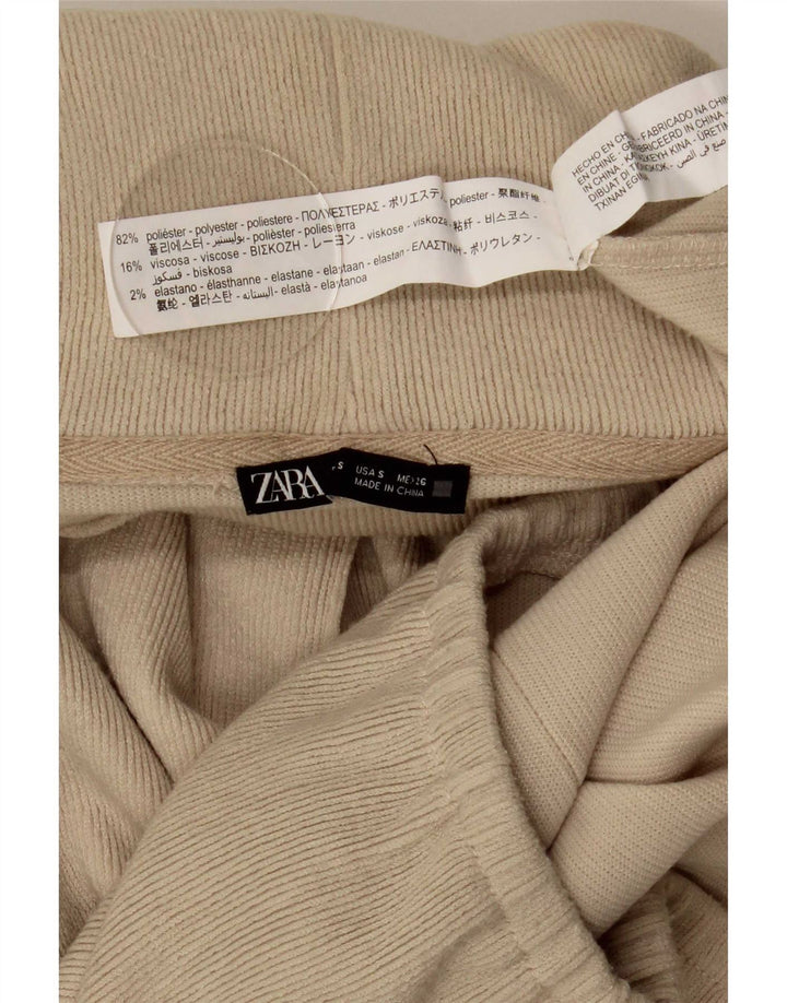 Женский свободный джемпер с высоким воротником Zara UK 10, маленький бежевый полиэстер