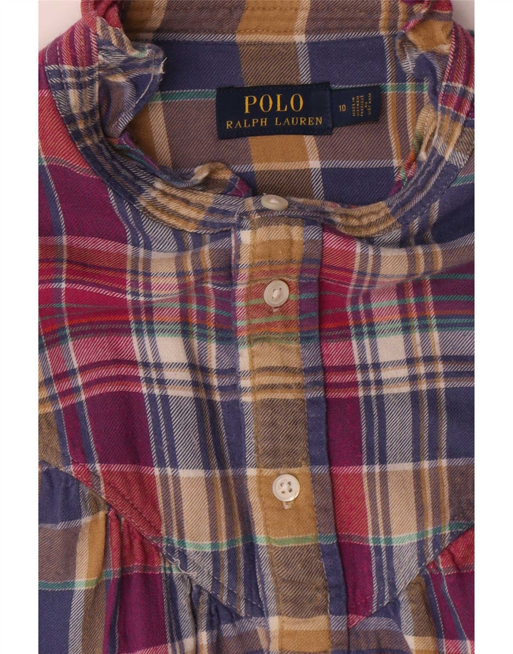 Женская рубашка с рюшами спереди Polo Ralph Lauren, США 10, большая разноцветная клетка