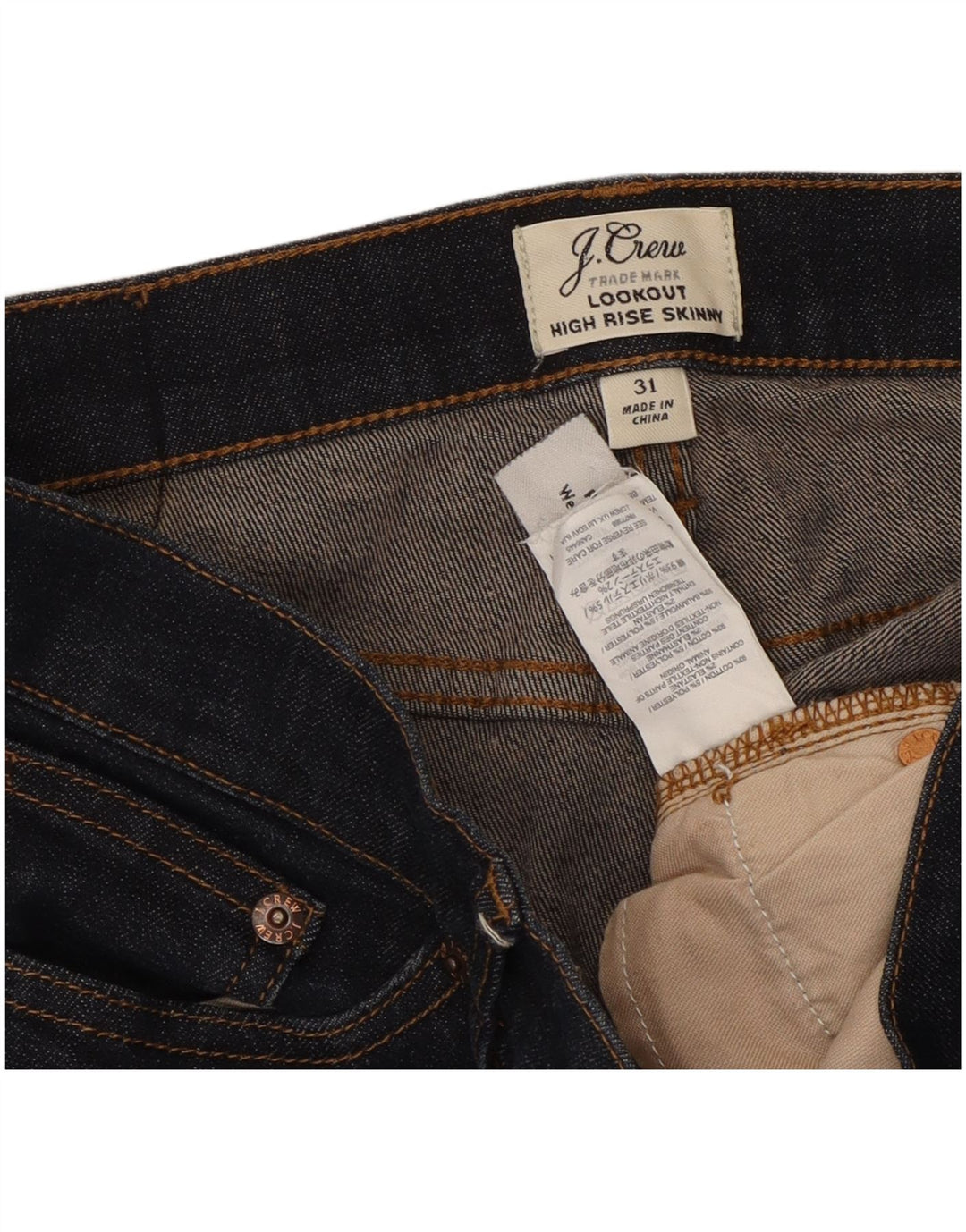 Женские джинсы скинни J. CREW с высокой посадкой W31 L28 Темно-синий хлопок