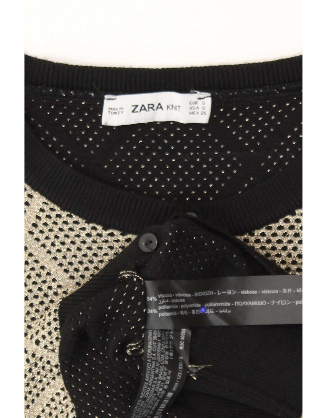 Женский кардиган Zara UK 10, маленький серый вискоза с узором аргайл/ромб