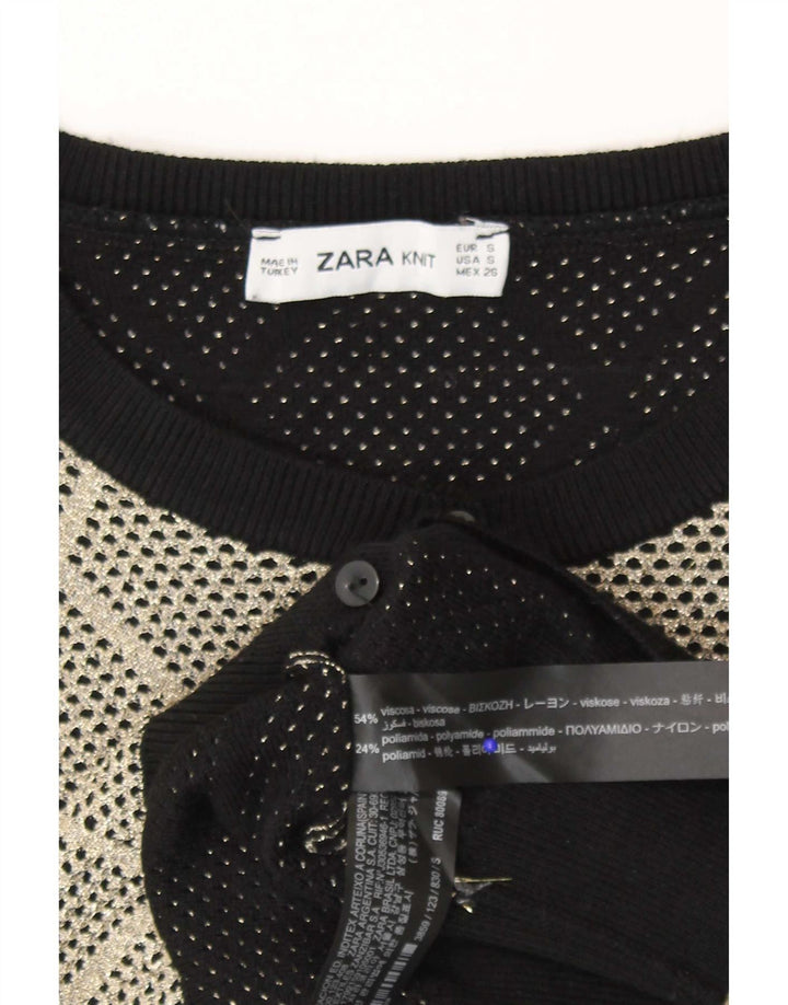 Женский кардиган Zara UK 10, маленький серый вискоза с узором аргайл/ромб
