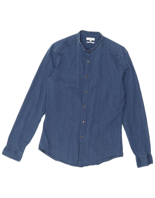 Reiss Mens Slim Fit Shirt Medium Blue Cotton