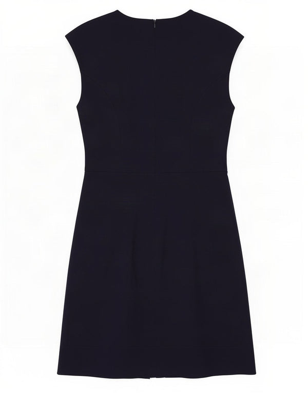 Hugo Boss Womens A-Line Dress UK 12 Medium Navy Blue Cotton