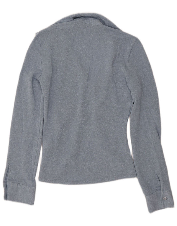 Женская блузка с длинным рукавом ZARA UK 6 XS Синяя вискоза