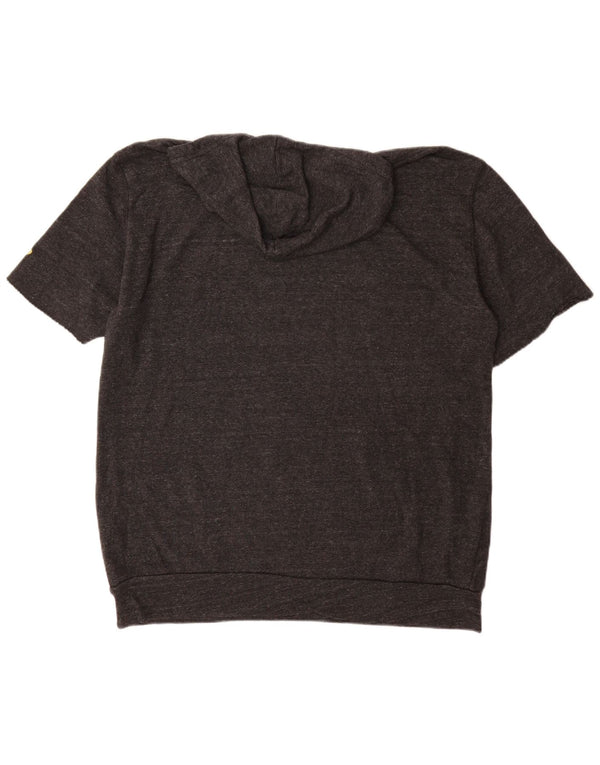 NEW BALANCE Mens Graphic Short Sleeve Hoodie Jumper XL Grey Polyester