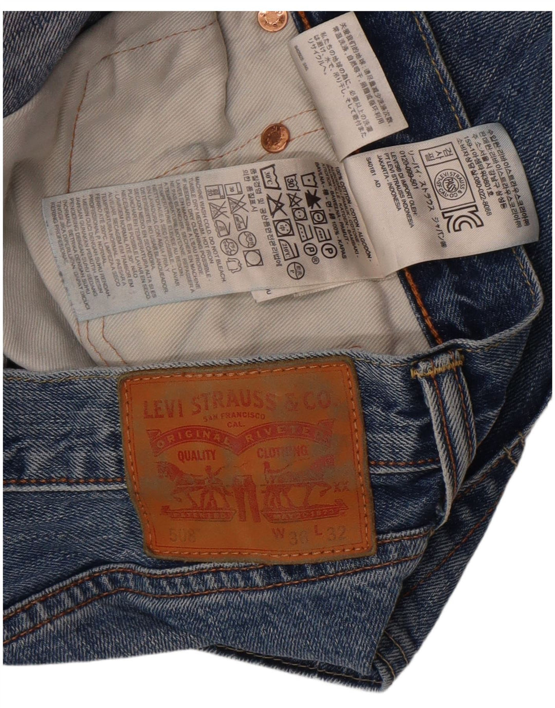 Мужские зауженные джинсы Levi's 508 W36 L32 синие, хлопок