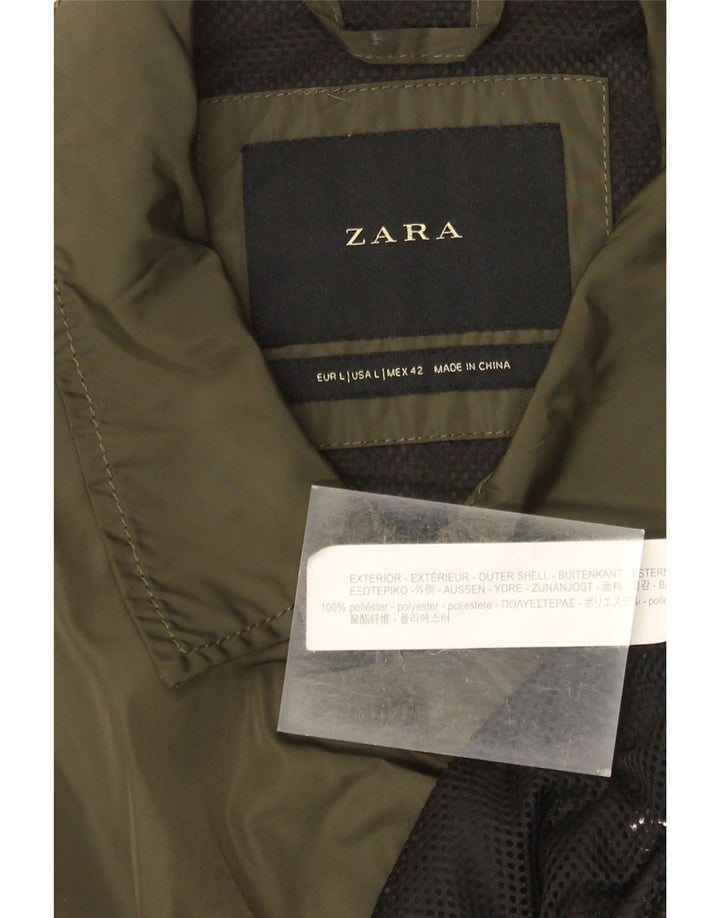 Мужская дождевик Zara UK 40, большой цвет хаки, полиэстер