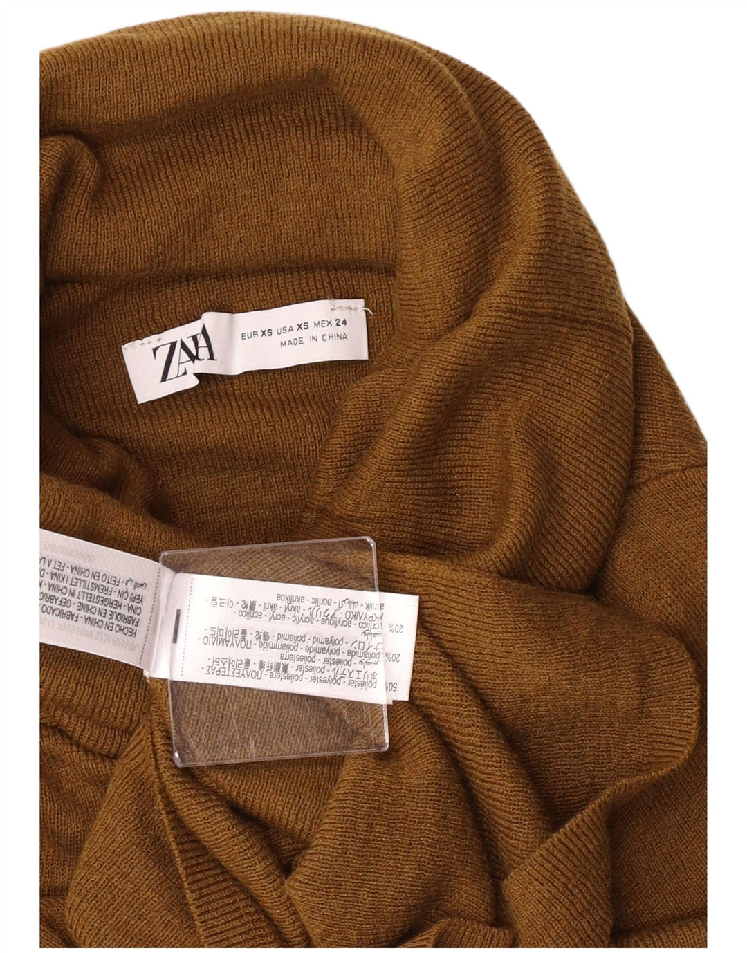 Женский джемпер с высоким воротником Zara UK 4 XS, полиэстер цвета хаки