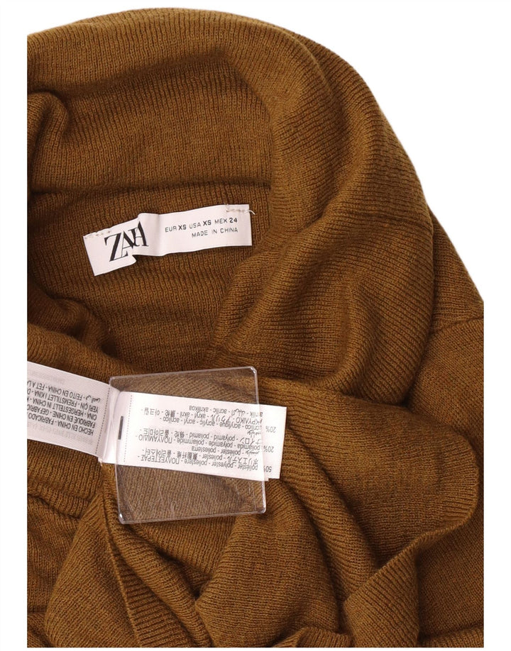 Женский джемпер с высоким воротником Zara UK 4 XS, полиэстер цвета хаки
