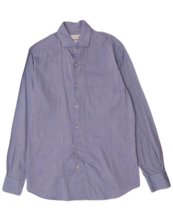 Мужская рубашка Massimo Dutti EU 40 15 1/2 средний синий хлопок