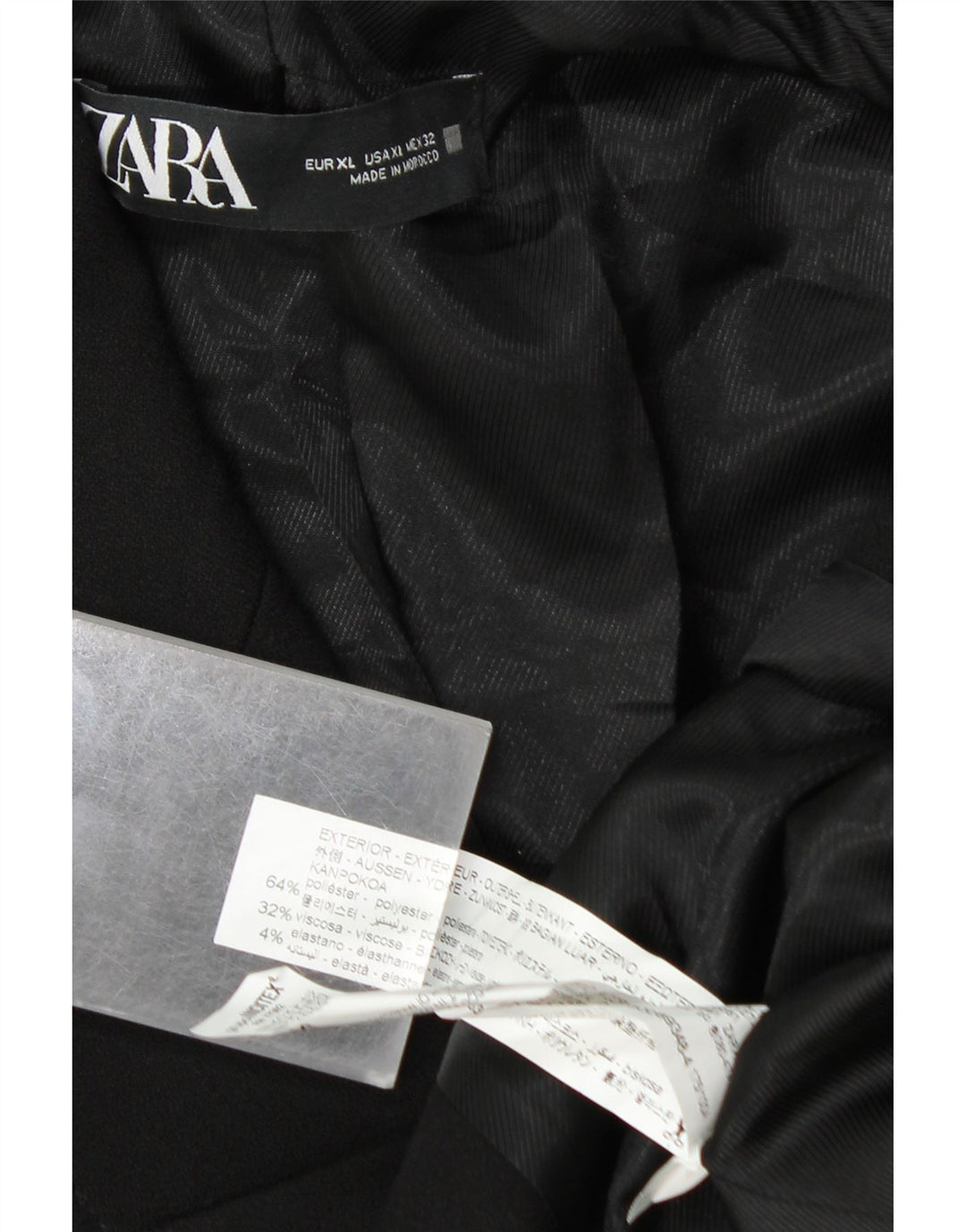 Женский двубортный пиджак ZARA UK 18 XL, черный полиэстер