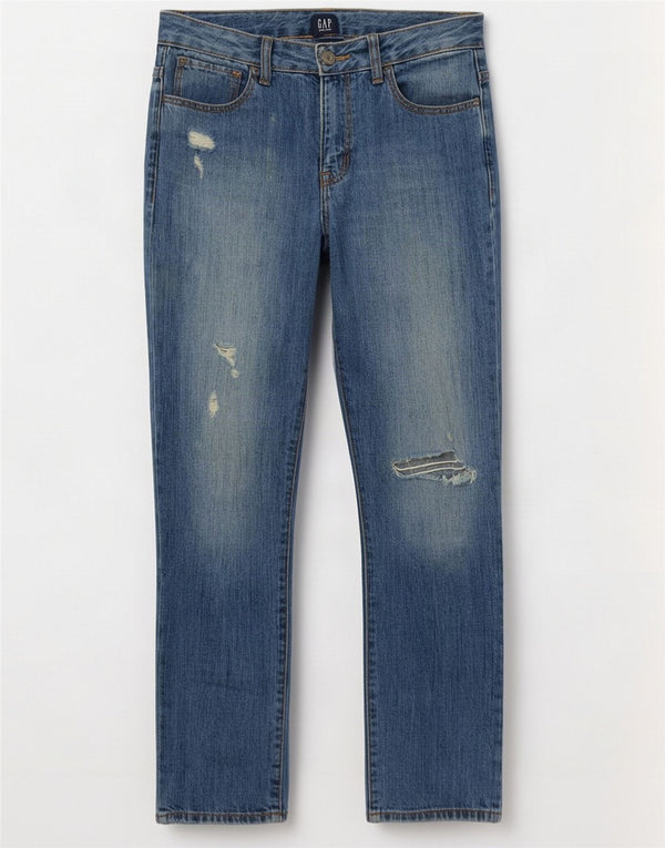 Gap Girls Girlfriend Прямые потертые джинсы 13-14 лет W28 L26 Синий
