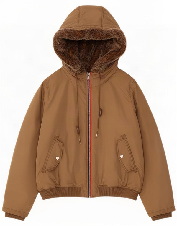 Женская стеганая куртка с капюшоном Tommy Hilfiger UK 14, большой коричневый нейлон
