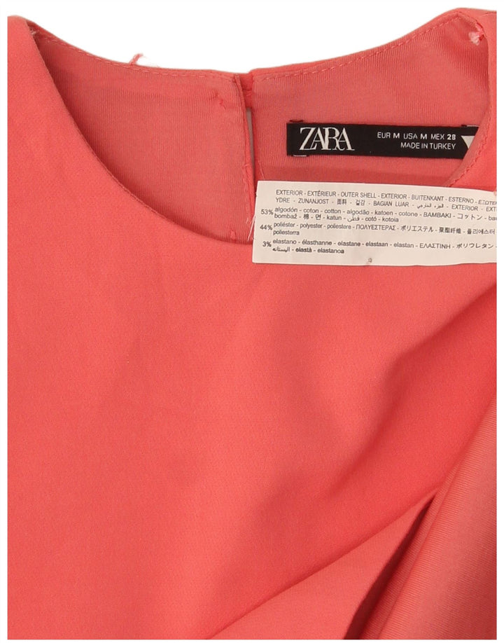 Женский укороченный топ без рукавов Zara UK 12, хлопок среднего розового цвета