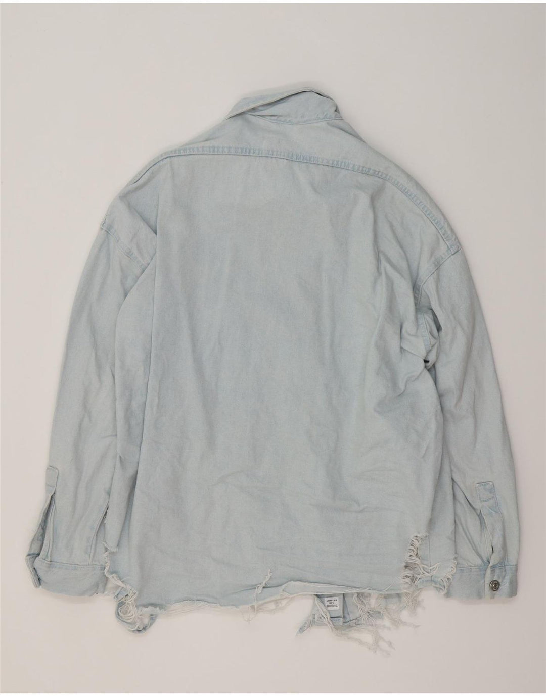 Женская джинсовая рубашка оверсайз ZARA UK 10, маленький синий хлопок