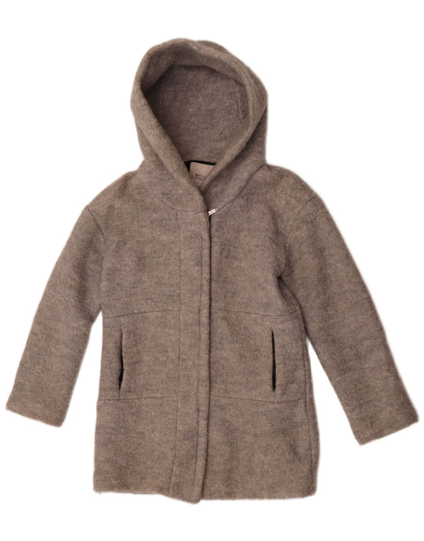 Zara Женское пальто большого размера с капюшоном Trafaluc UK 6 XS, серая шерсть