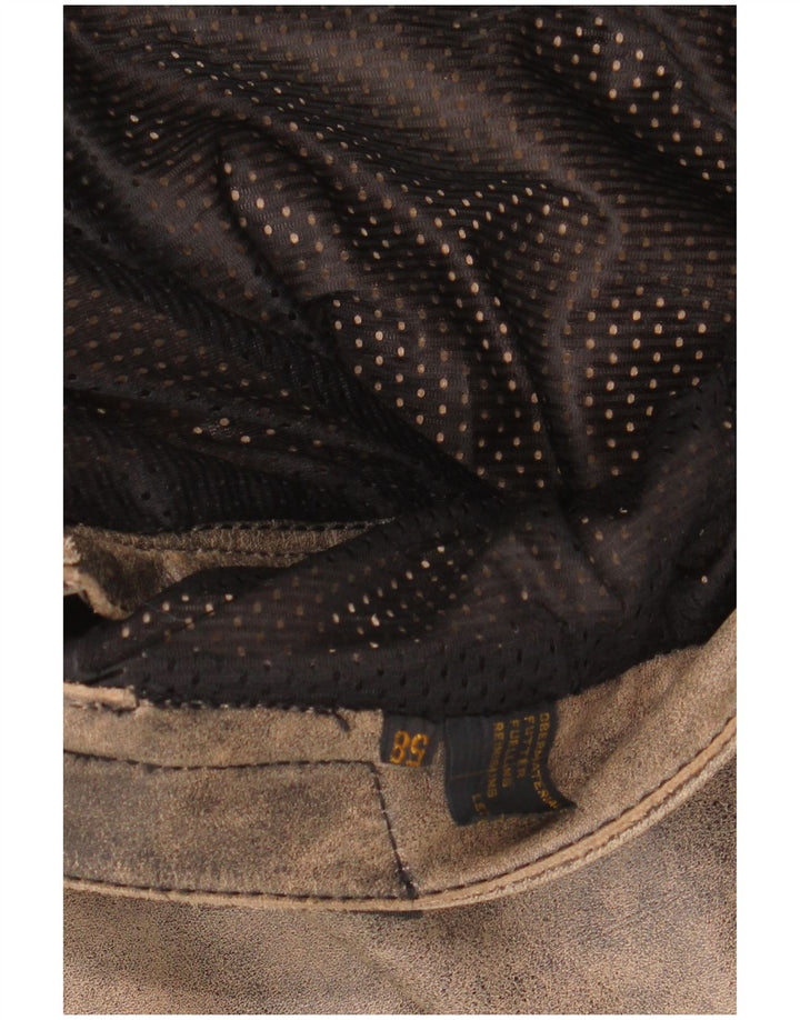 Мужские байкерские брюки MODEKA, размер 58 3XL W36 L31, серые кожаные цвета тай-дай