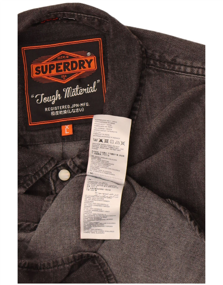 Мужская джинсовая рубашка Superdry XL, серая, хлопок