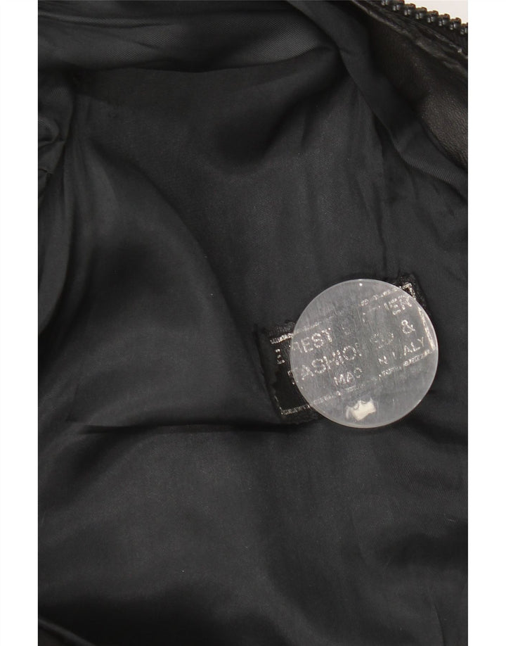 Винтажная женская кожаная куртка UK 18 XL, черная кожа