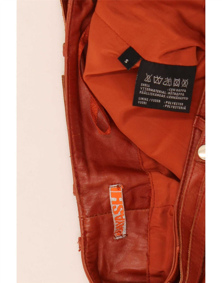 Винтажные женские кожаные брюки Bootcut, маленькие W27 L31, коричневые