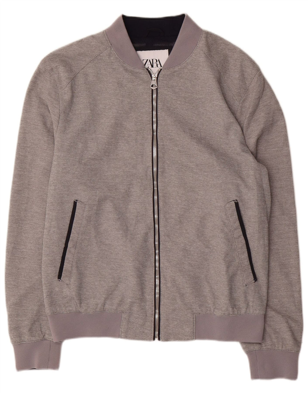 Мужская куртка-бомбер Zara UK 40, большая серая, полиэстер