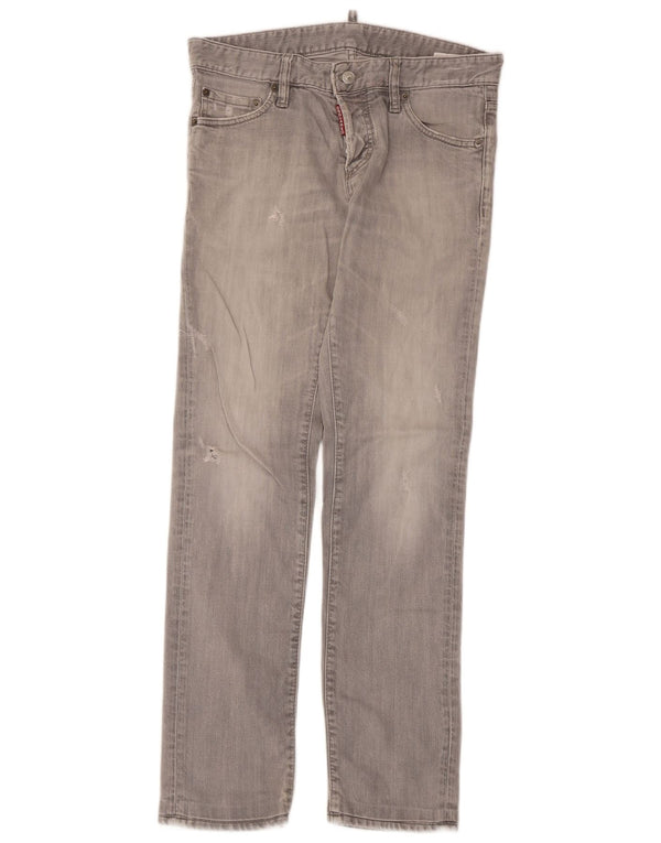 Dsquared2 Женские потертые узкие джинсы IT 46 Большие W32 L30 Серый хлопок