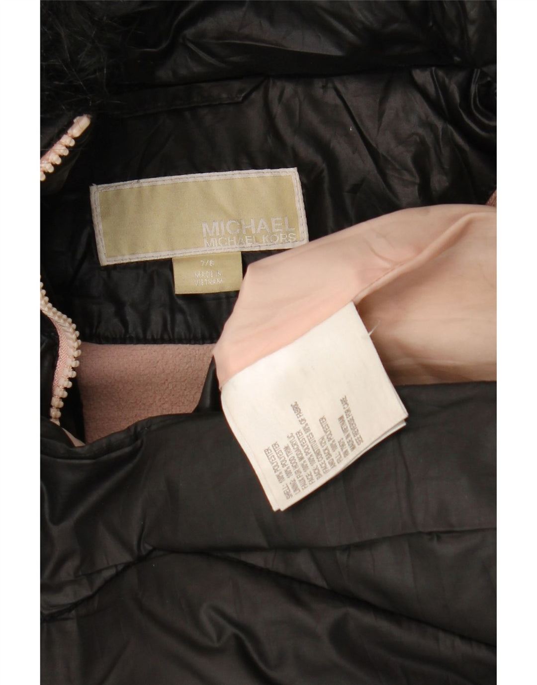 Стеганая куртка с капюшоном MICHAEL KORS для девочек 7-8 лет, черный полиэстер
