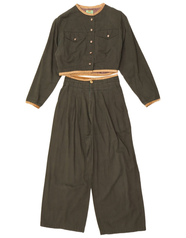 Винтажный женский свободный крой костюм из 2 предметов, размер ЕС 40/42, средний размер W26 L25, зеленый хлопок