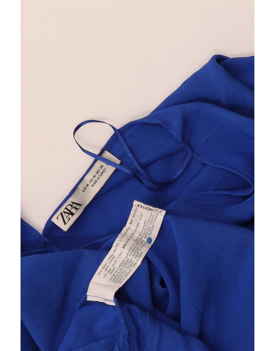 Женская укороченная блузка оверсайз Zara UK 14, средний синий вискоза