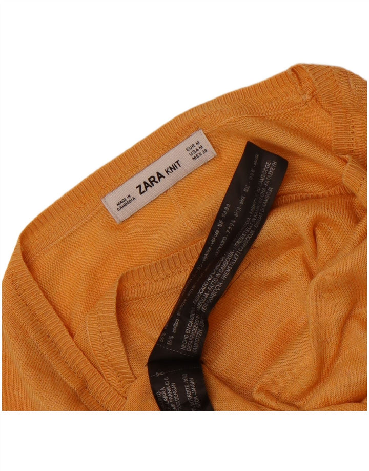 Женский джемпер с вырезом «лодочка» Zara UK 12, средний оранжевый вискозный цвет