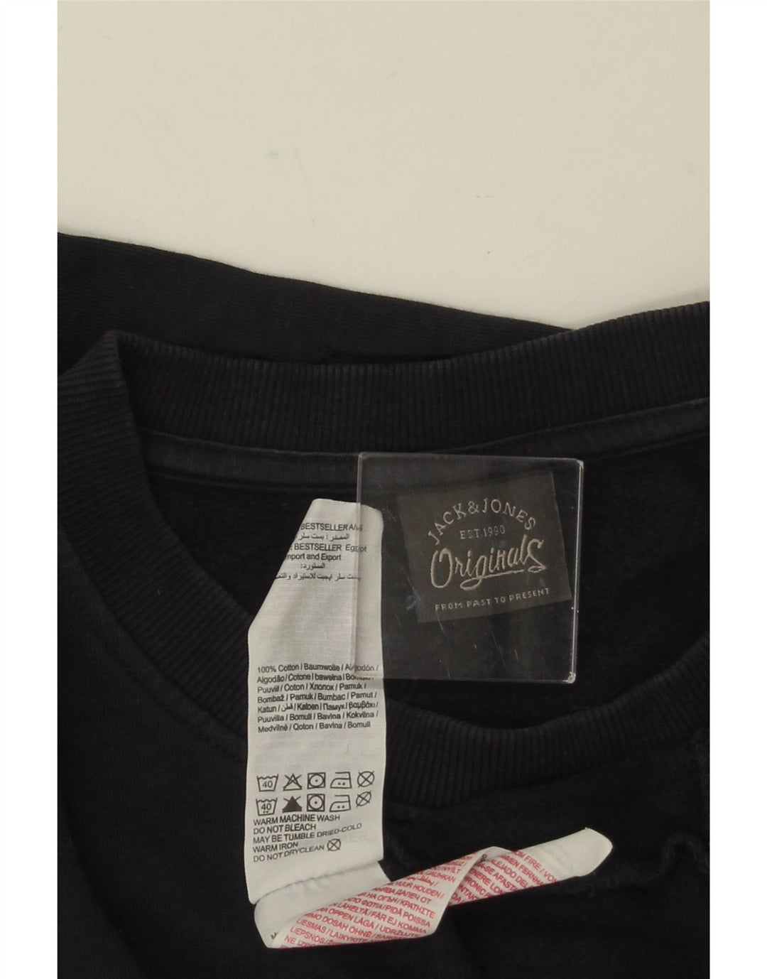 Мужской свитер с рисунком JACK & JONES, большой темно-синий хлопковый джемпер