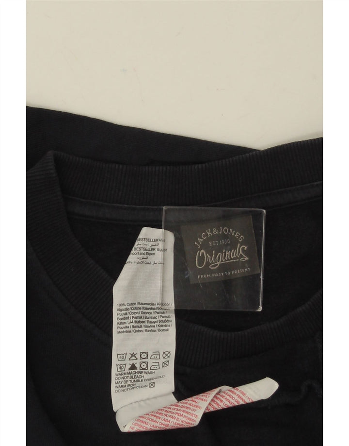 Мужской свитер с рисунком JACK & JONES, большой темно-синий хлопковый джемпер