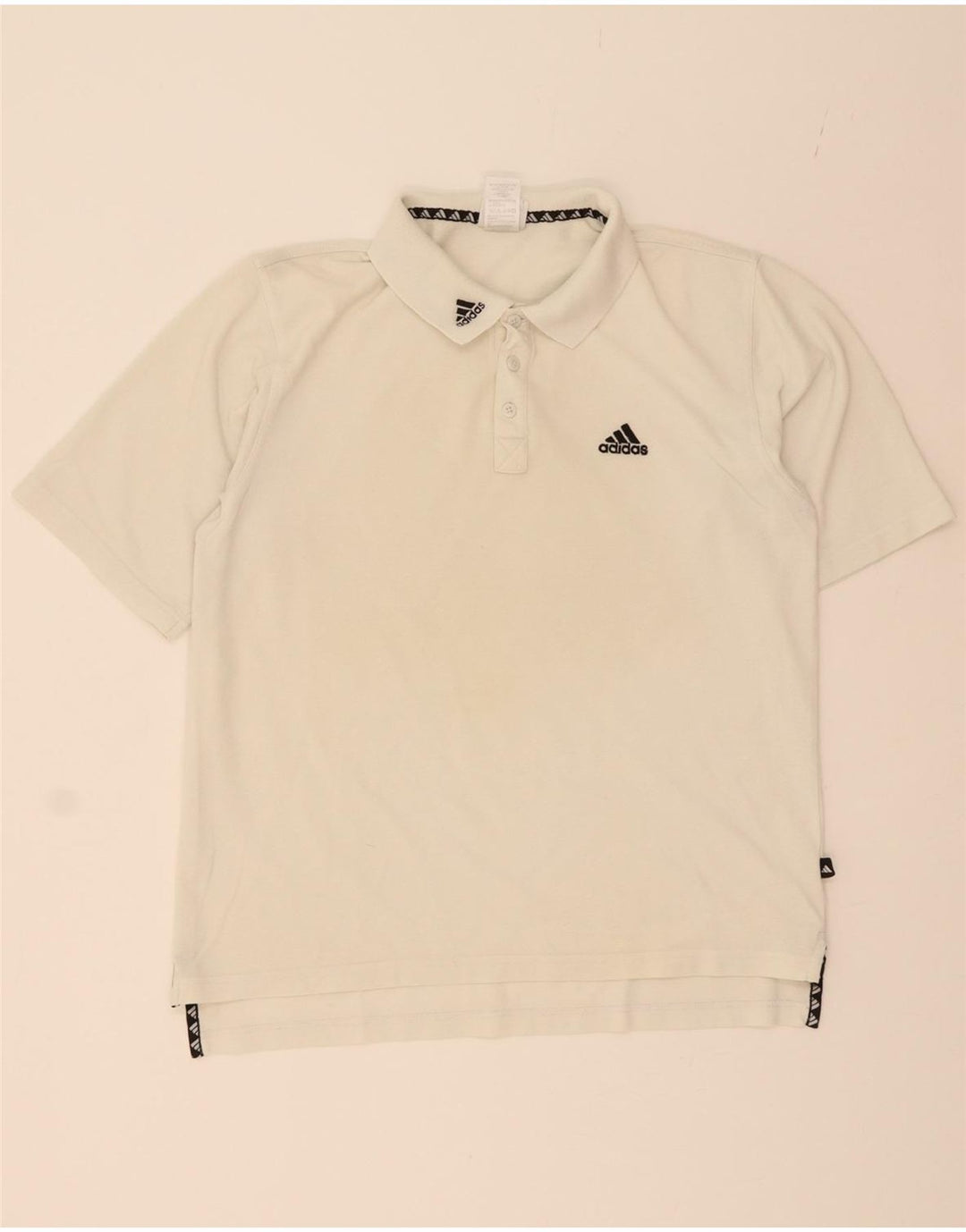 ADIDAS Mens Polo Shirt UK 44/46 Large White Vintage Adidas and Second-Hand Adidas from Messina Hembry 
