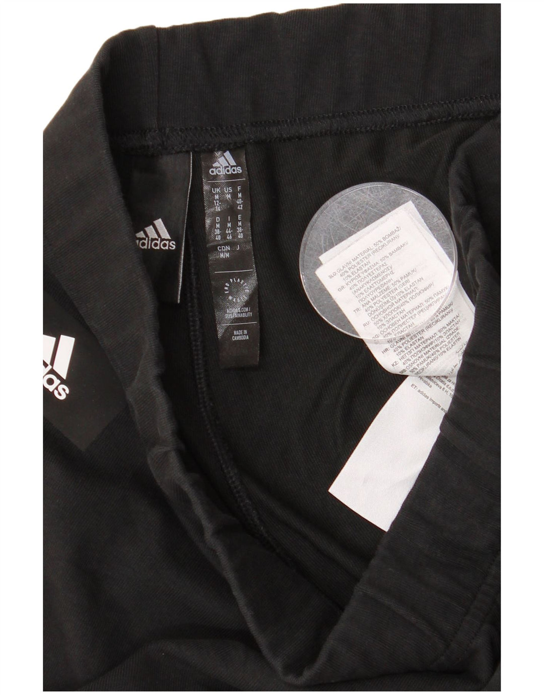 Женские леггинсы Adidas с рисунком UK 12/14, средний черный хлопок, черный