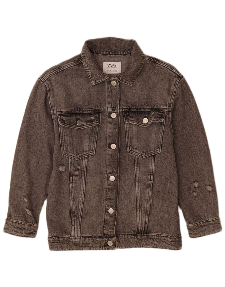Джинсовая куртка Zara для девочек 9-10 лет, серая