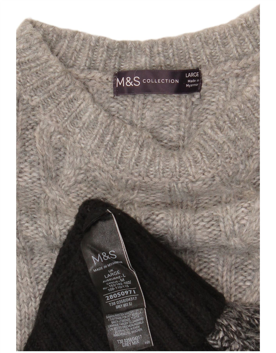 MARKS & SPENCER Womens Crew Neck Jumper Sweater UK 16 Large Grey