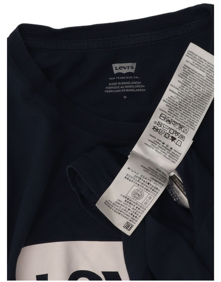 Мужская футболка с рисунком Levi's, топ среднего размера, темно-синий, хлопок